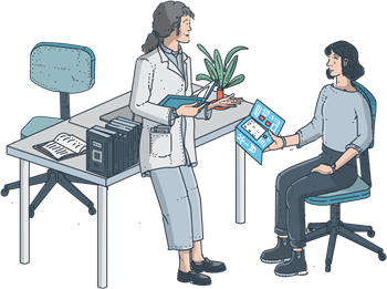 Step 1 of the gene therapy treatment process is consultations between the patient and physician.